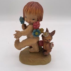 Anri by Juan Ferrandiz "Nature Girl" Italian Wood Carving Figurine Statue 5"
